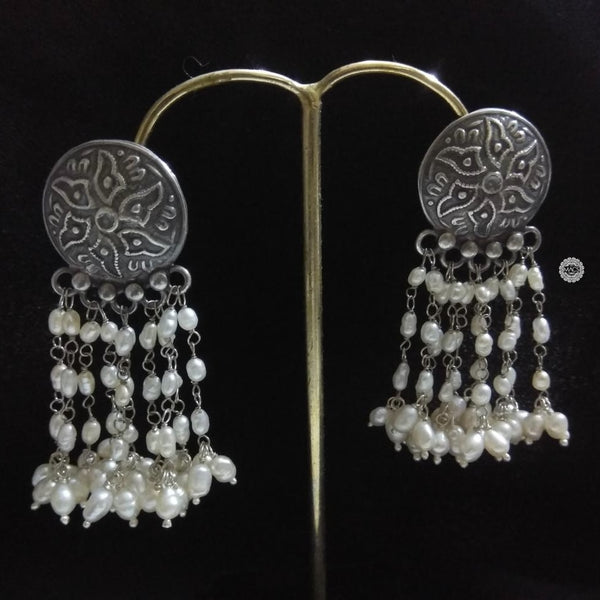 Silver Layered Pearl Earrings
