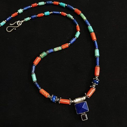 925 Silver Lapis Coral necklace