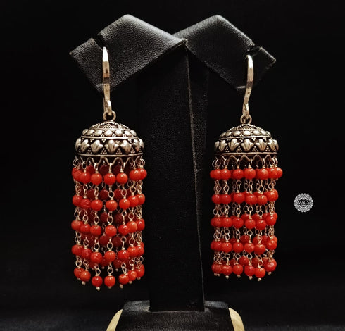 Layered Coral Jhumka