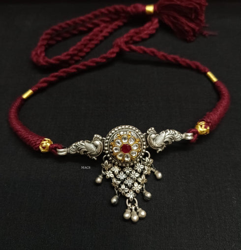 925 Kundan Peacock Choker