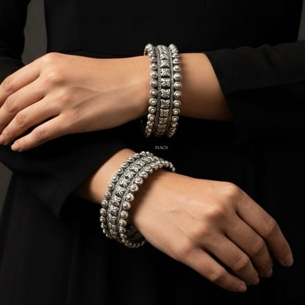 925 silver floral kada, pure silver statement bangles