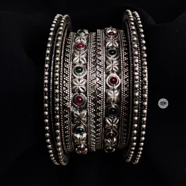 Silver Stone Bangle Set (2.4)