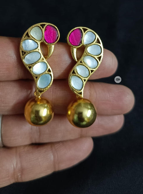 925 Silver Peacock Kundan Earrings