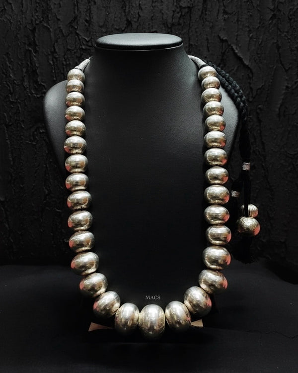 Big Silver Bead Wax Necklace (oversized beads)