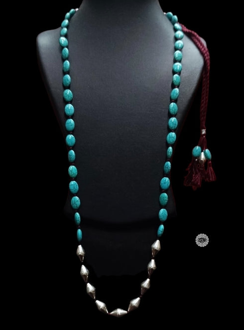 Dholki Turquoise Silver Necklace