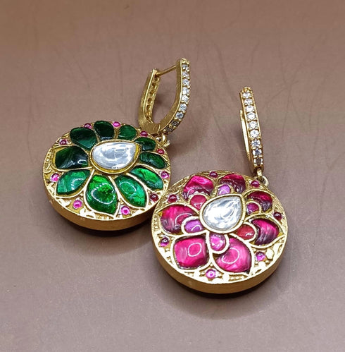 Reversible Lotus Kundan Bali Hoops