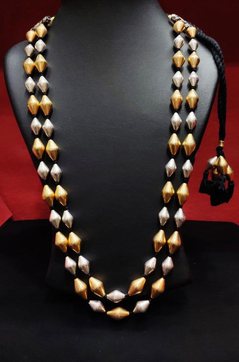 Two Line Dual tone Dholki Necklace