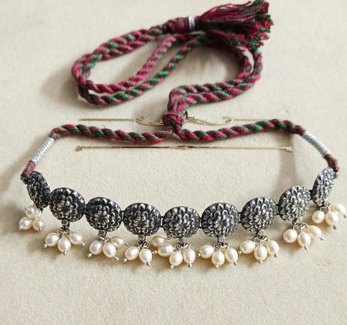 925 Silver Pearl Choker