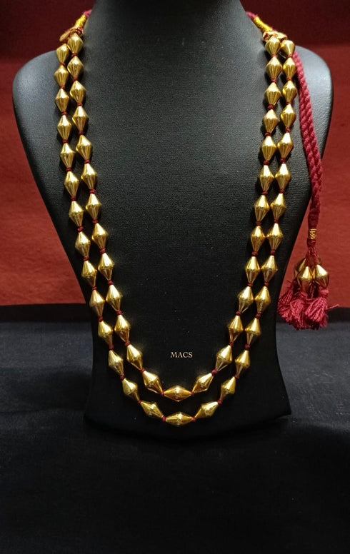 Two Line Gold Dholki Necklace