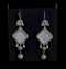 Peacock Handpainted silver earrings, Oxidised Ball Earrings, Blue hand painting earrings