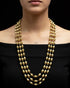 Handcrafted three line Gold plated Silver Dholki bead necklace