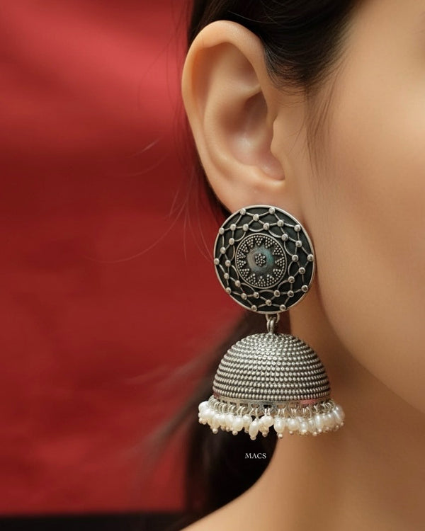 Sterling Silver Pearl Jhumka