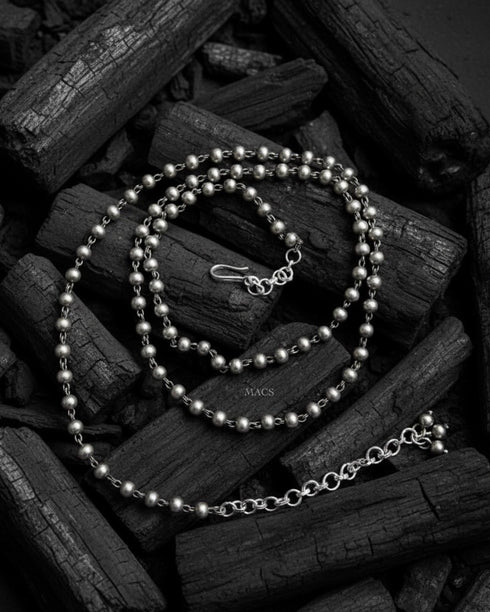 Long silver ball necklace