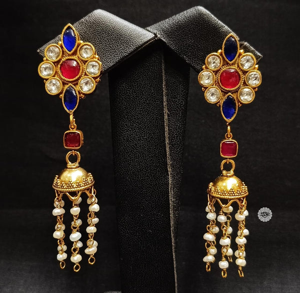Multi Kundan Pearl Jhumka