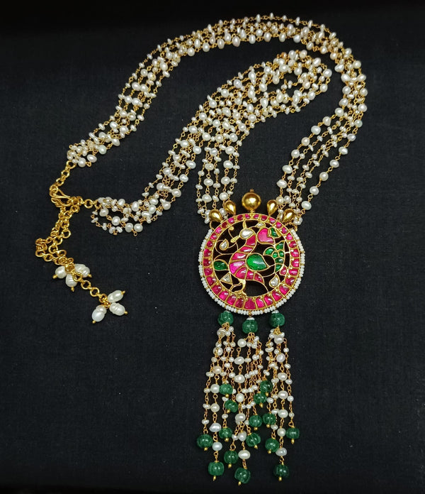 925 Peacock Kundan Pearl Necklace