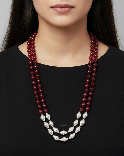 Dholki Semiprecious Beads Necklace