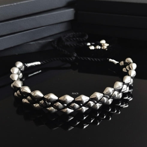 Three Line Silver Dholki Choker