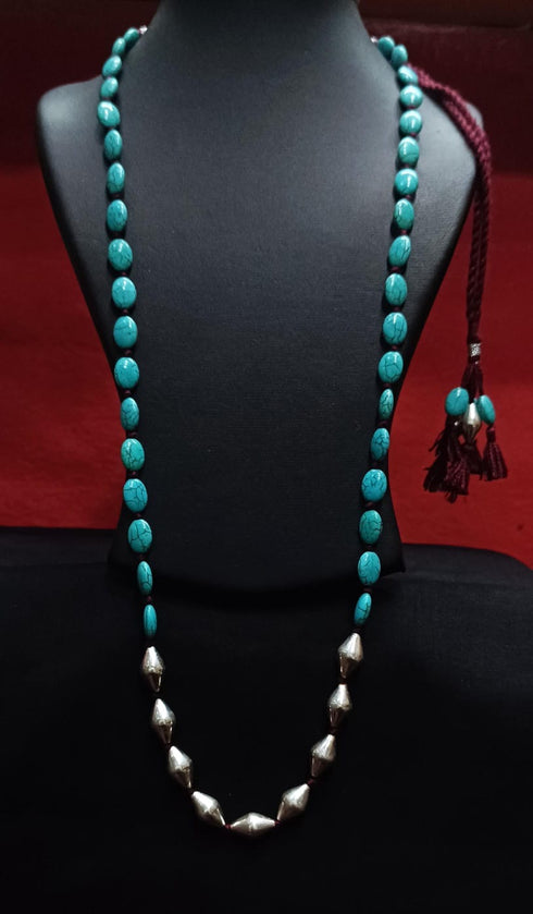 Dholki Turquoise Silver Necklace