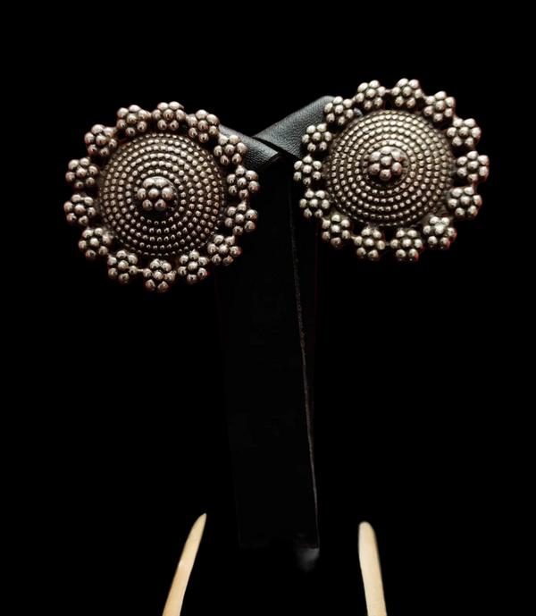 Pair of 925 silver circular nayanthara stud earrings