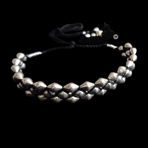 Three Line Silver Dholki Choker