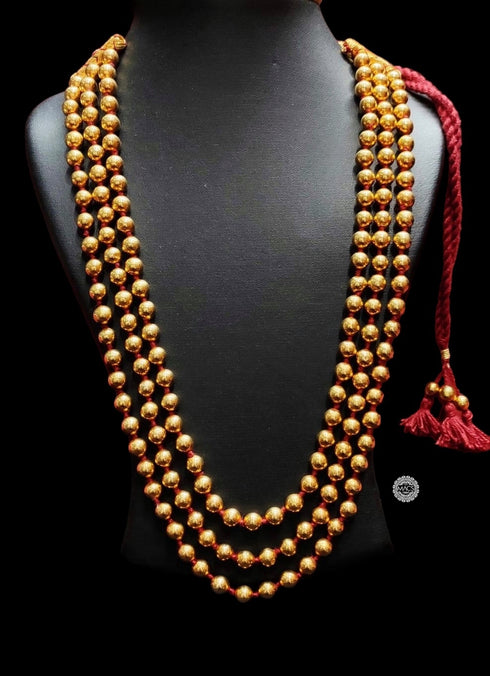 Three Line Round Gold Necklace