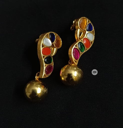 925 Navratna Peacock Kundan Earrings