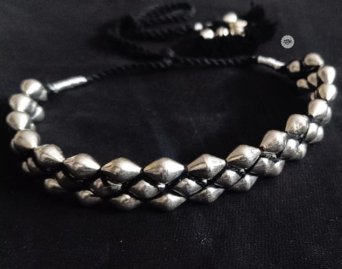 Three Line Silver Dholki Choker