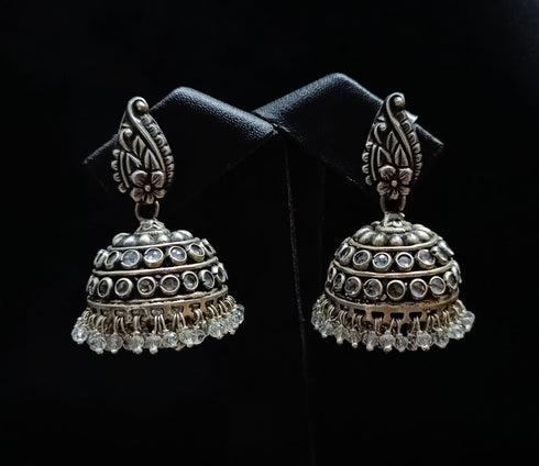 Silver White Stone Jhumka