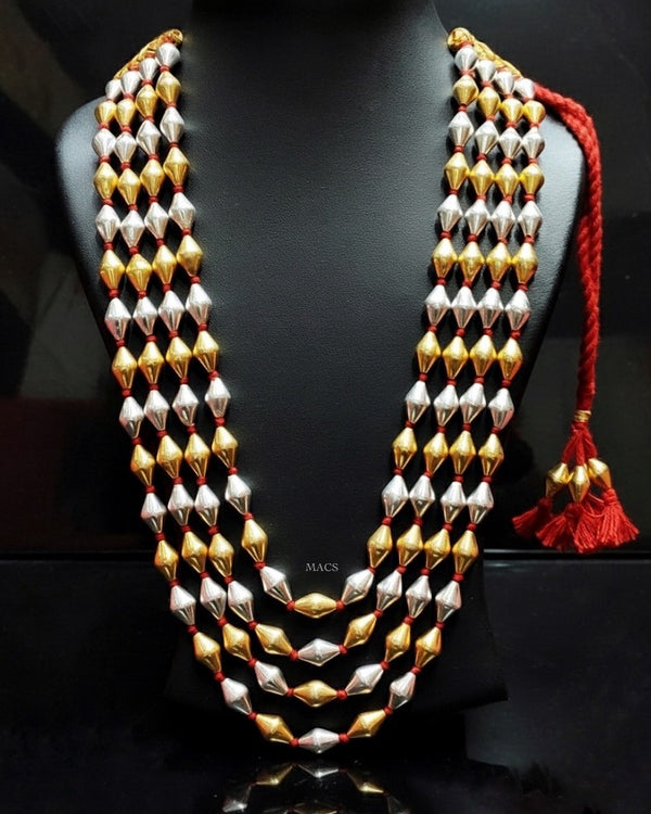 Dual tone 4 line Dholki Necklace