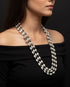 Three Line Dholki Beads Silver Necklace