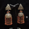 Chitai Silver Coral Jhumka