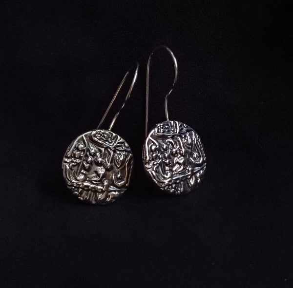 925 Coin Script Earrings