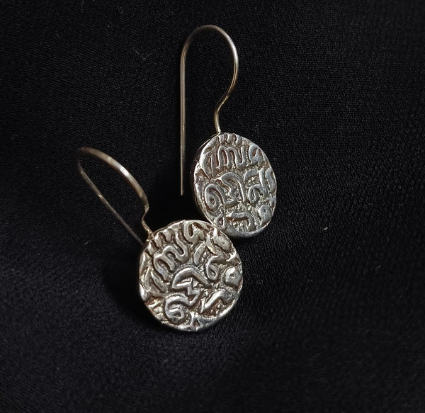 925 Coin Script Earrings