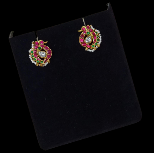 Gold plated peacock Kundan studs