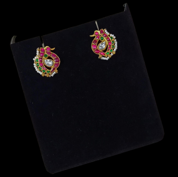 Gold plated peacock Kundan studs
