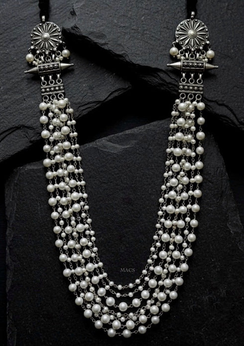 925 Silver Pearl Layered Necklace