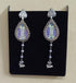 Blue hand painted silver earrings