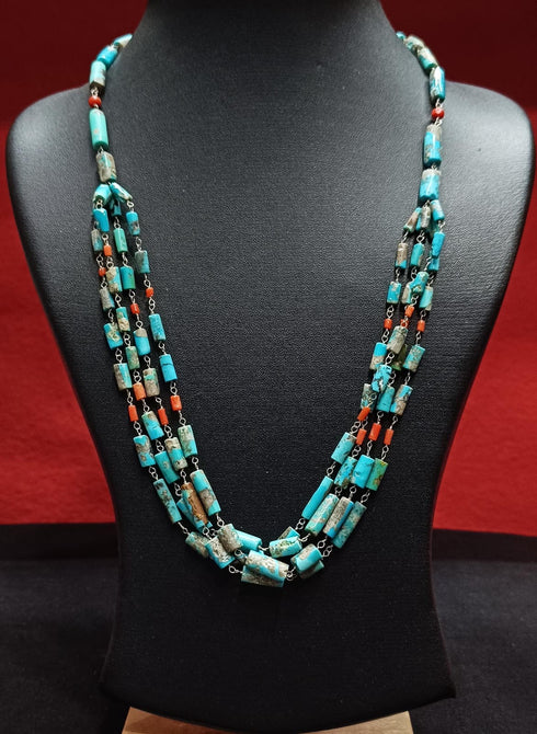 925 Silver Turquoise Coral necklace