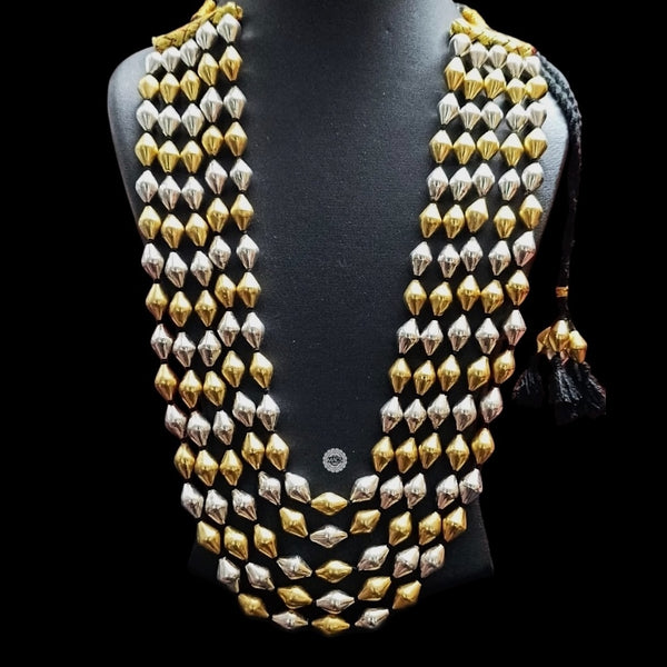 5 line dual tone pure silver Dholki necklace