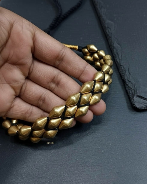 Three Line Gold Dholki Choker