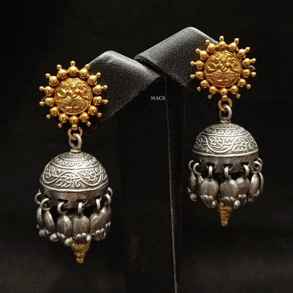 Dual tone silver jhumka