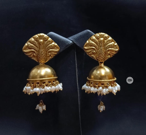 925 Goldplated Peacock Pearl Jhumka