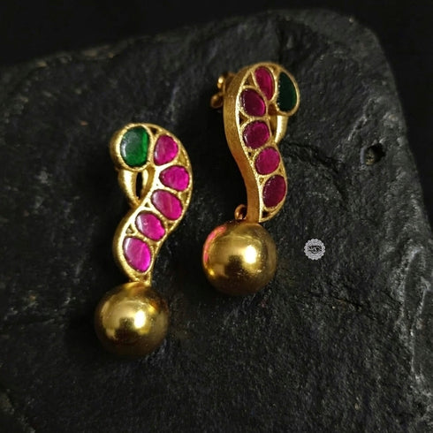 925 Silver Peacock Kundan Earrings