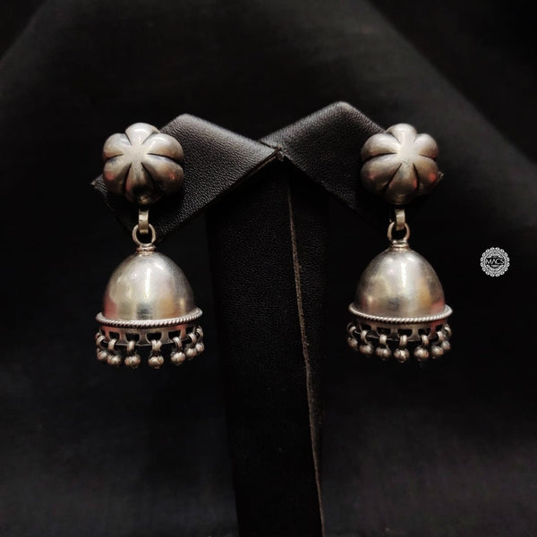 Plain Silver Flower Jhumka