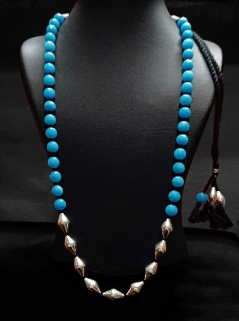 Dholki Blue Beads Necklace