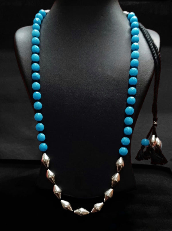 Dholki Blue Beads Necklace