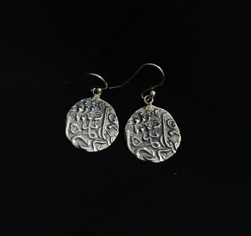925 Coin Script Earrings