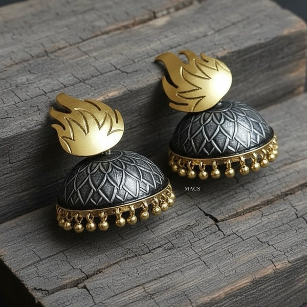 Dual tone silver jhumka