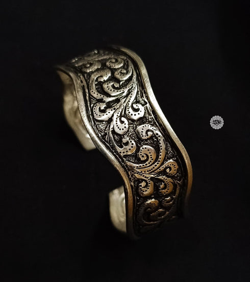 925 Adjustable Silver Chitai Kada, Sterling Silver Handmade unisex cuff bangle