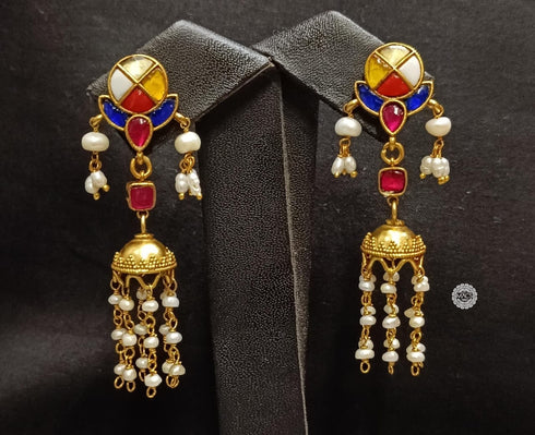 Navratna Kundan Pearl Jhumka